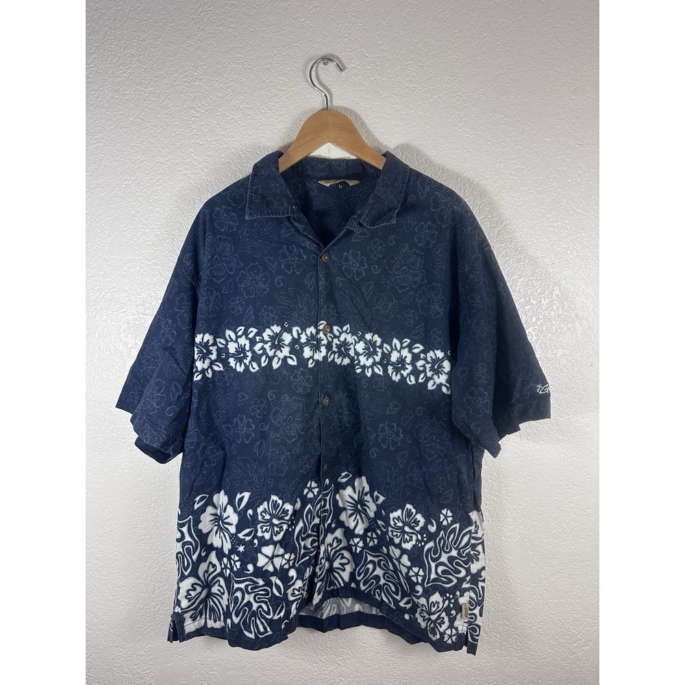 Men's Gotcha Blue Floral Hawaiian Tourist Shirt Large